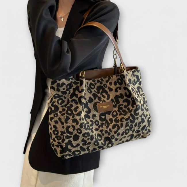 CASA - Leopard Print Canvas Tote Main Image