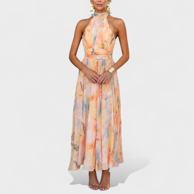 MIVA | Abstract Halter Maxi Dress Hover Image