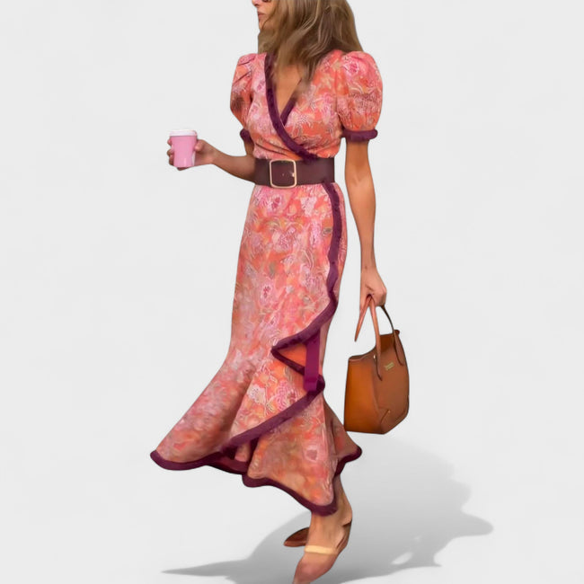 VINA | Floral Wrap Dress Hover Image