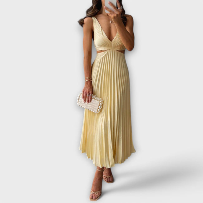 Elegant midi evening dress with pleats Hover Image