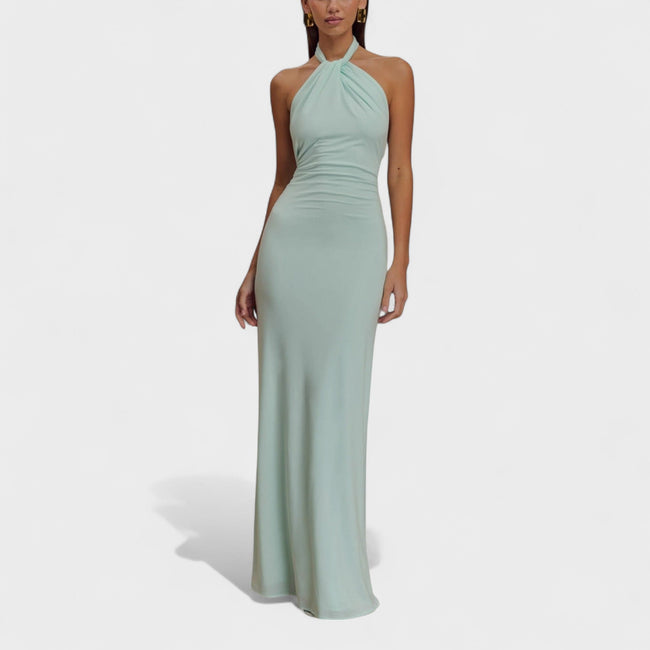 RIVA | Elegant Halter Maxi Dress Hover Image