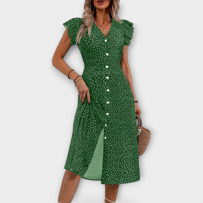 Stylish Polka Dot Midi Dress Main Image