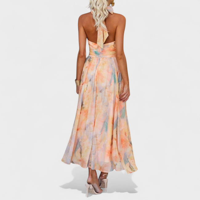MIVA | Abstract Halter Maxi Dress Main Image