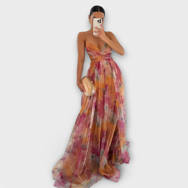 Annai Mesh Maxi Dress - Elegant and Figure-Shaping Hover Image