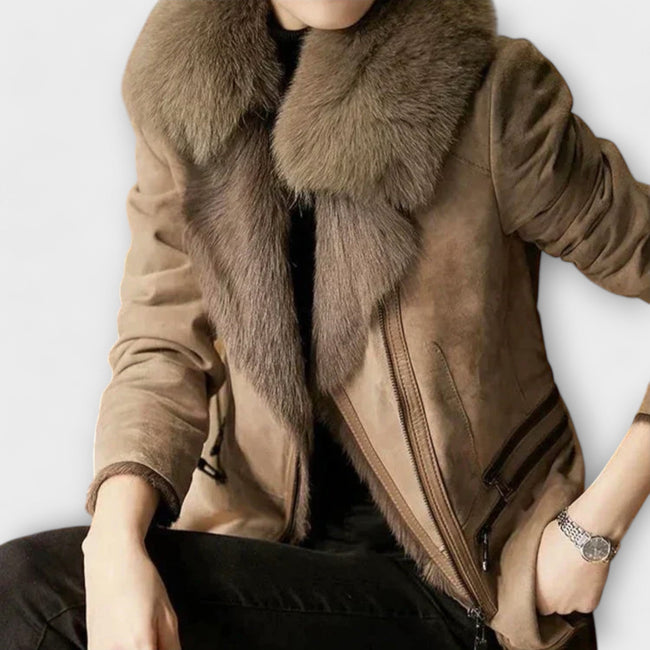 Sheepskin Coat with Fur Collar Main Image