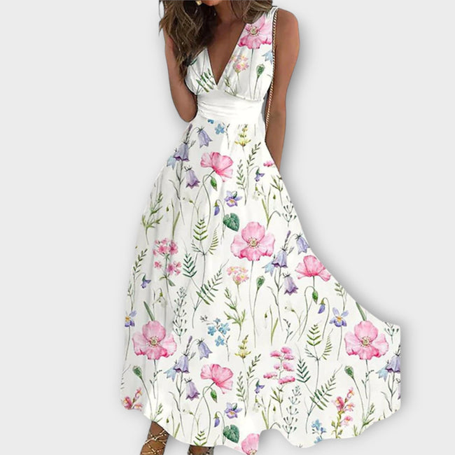 ROMY | Floral V-Neck Dress Hover Image